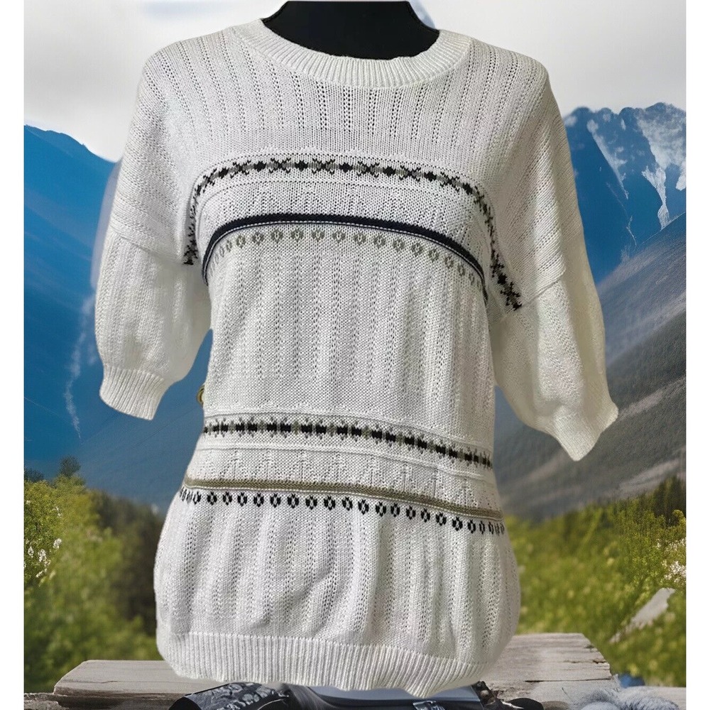VTG 80s Carriage Court USA Old Stock Cable Knit Ski Sweater Baggy Style- M